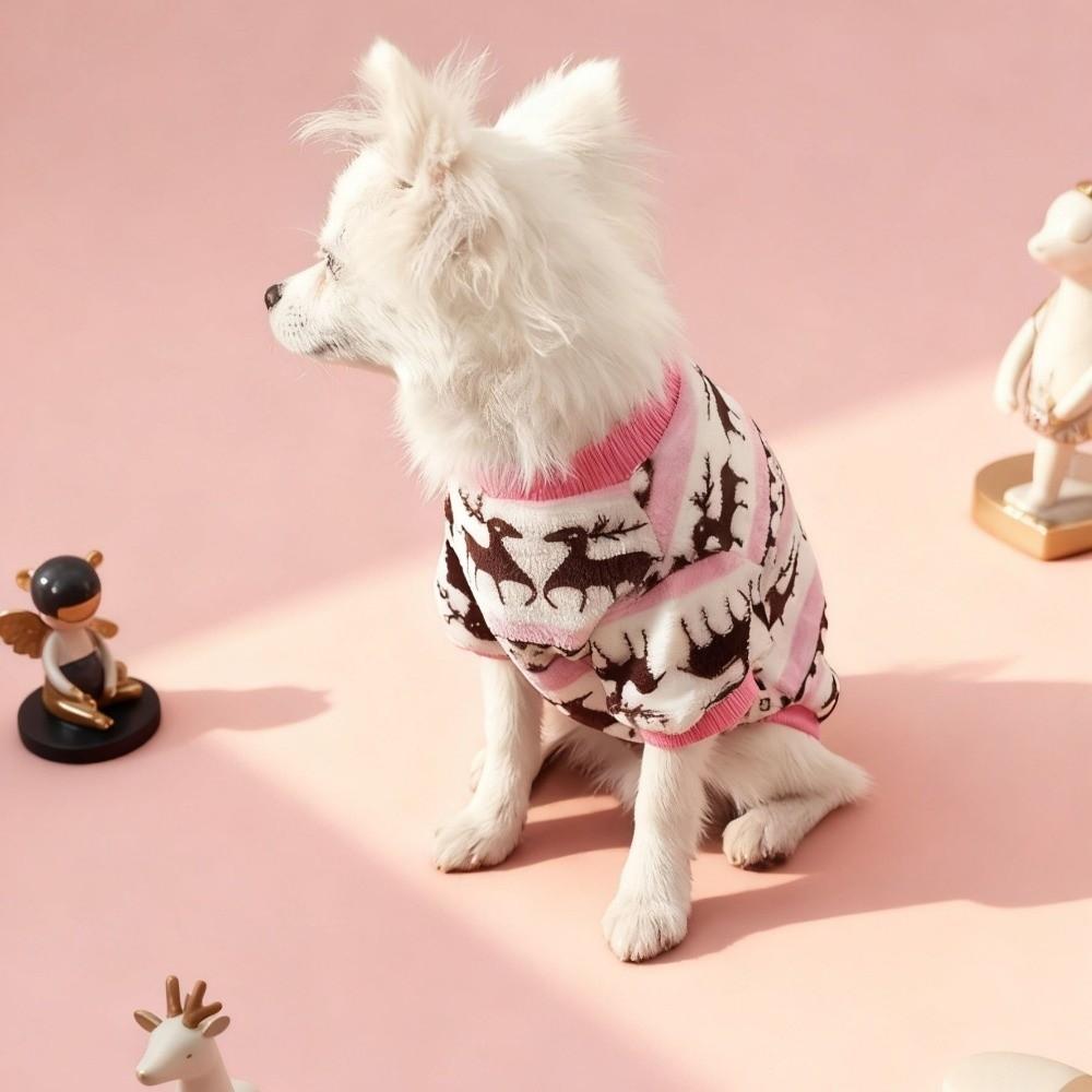 Thickened Christmas Pet Clothes Elk Pattern Pupy Hoodie Costume For Small Medium Dog