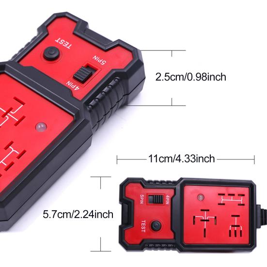 Tester Przekaźników Samochodowych 12V-24V 4-pinowe i 5-pinowe Tester Przekaźników Samochodowych ze Wskaźnikiem LED Narzędzie do Szybkiej Diagnostyki do Testowania Elektrycznego Systemu Pojazdu
