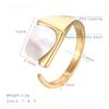 French Light Luxury Temperament White Fritillary Square Open Ring Women's Niche Design Does Not Fade Advanced Index Finger Ring