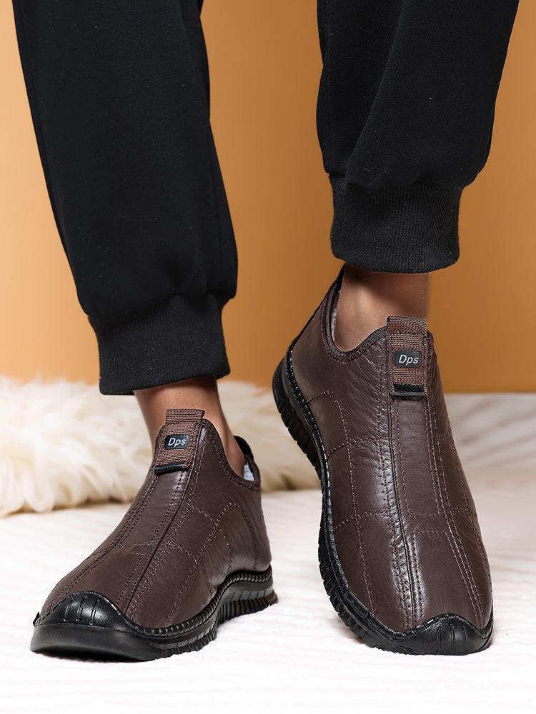 Herren Winter Baumwollschuhe mit Plüschfutter - Rutschfest, Verdickte Laufschuhe für ältere Menschen