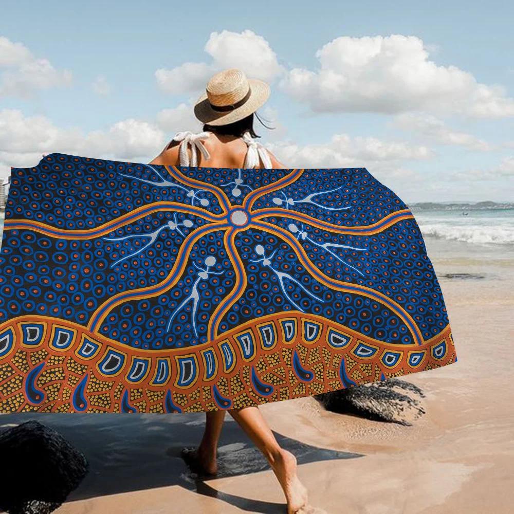 Asciugamano Arte Aborigena Australiana Microfibra Asciugamano da Spiaggia Assorbente Asciugatura Rapida Morbido Yoga Nuoto Resort Arrampicata Asciugamano