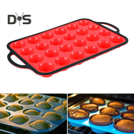 Silicone Cake Mold Non-Stick 24 Cupcake Pan BPA Free Muffin Tray Oven Safe Cupcake Baking Pan Easy Release Kitchen Gadget