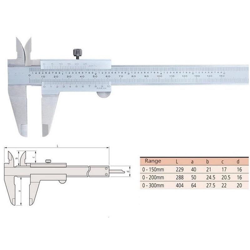 0-150 200 300mm High Precision Measuring Tools Stainless Steel Hand Gauge Tools Portable CNC Vernier Caliper