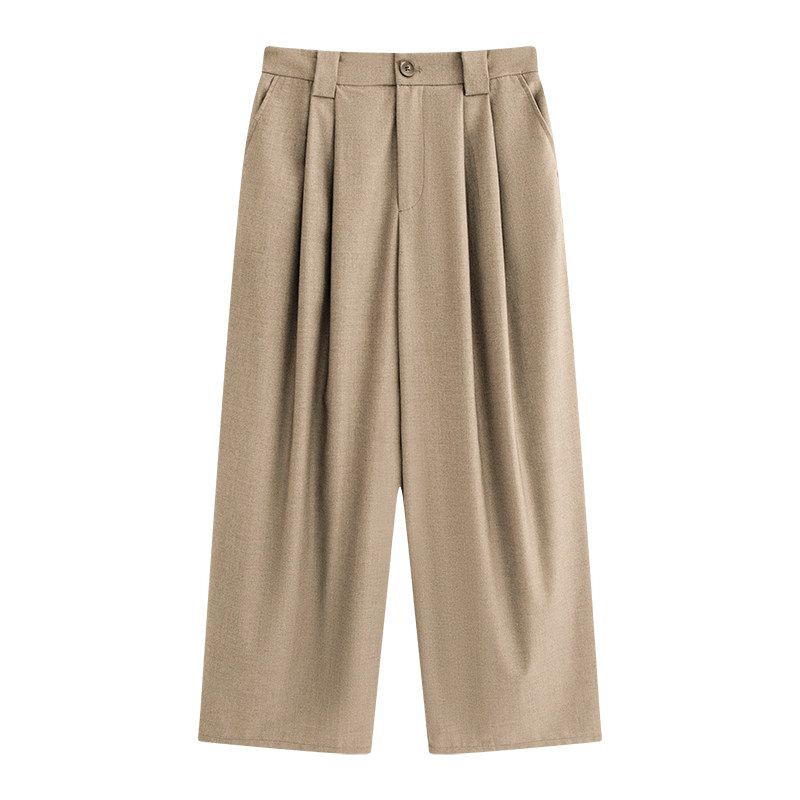 Julu Studio  Old Money Lazy  Chubby Versatile Commuter Straight Suit Pants Trousers Plus size Casual Pants Khaki 3XL(75.5kg-82.5kg)