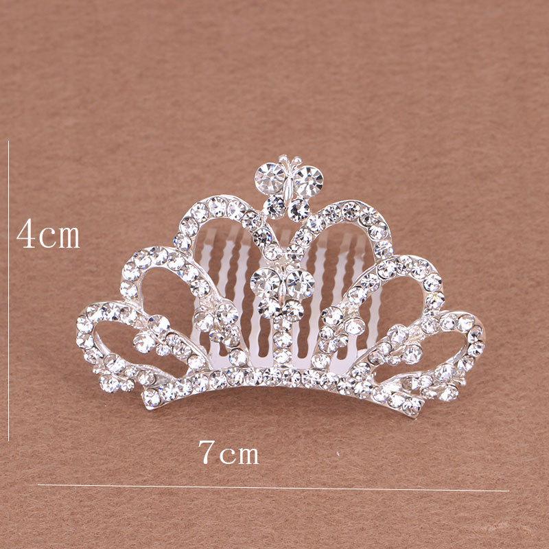 Korean Style Crown Jewelry Comb Hair Ornaments Princess Rhinestone Crown Alloy Colorful Girls Birthday Dance Hair Accessories