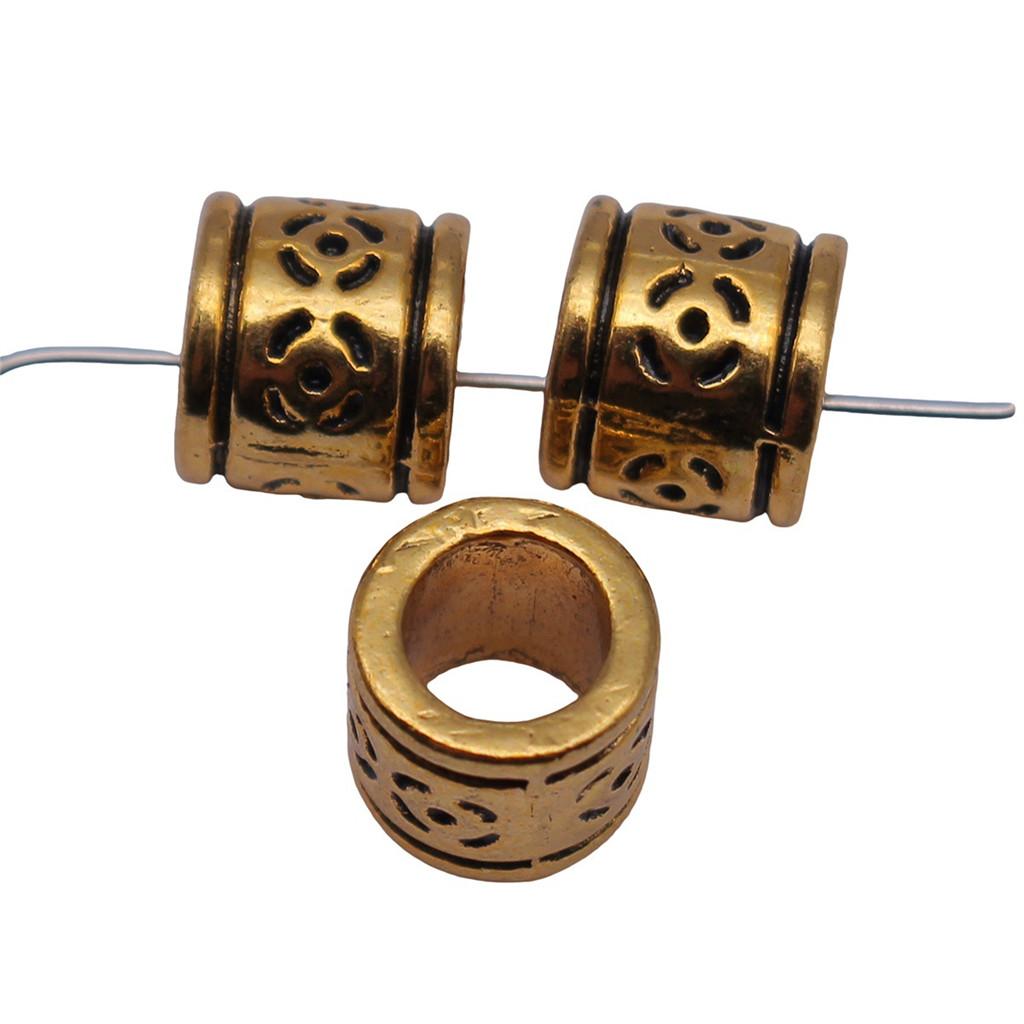 Vintage Floral Pattern Cylinder Beads Antique Style Large Hole Spacers For DIY