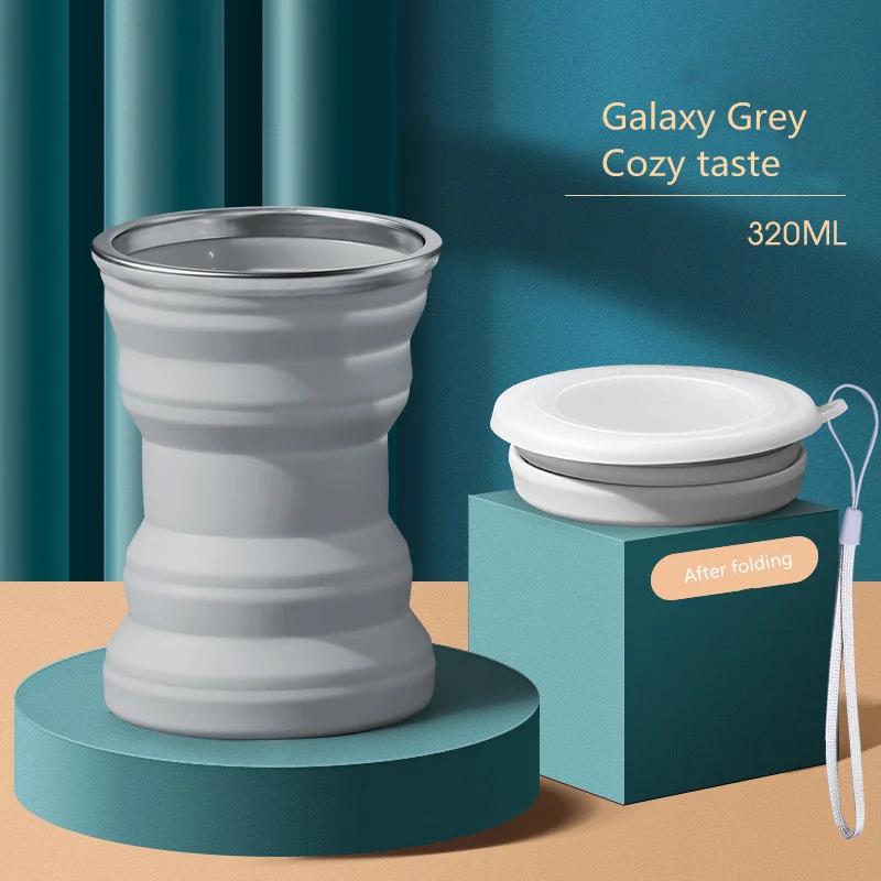 Lightweight Silicone Foldable Cup With Chain Heat Resistant Collapsible Cups With Lid Folding Storage Travel Mug For Hot Water