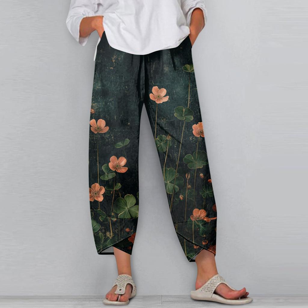 Women's Pants  With Pockets Casual Trousers Pants For Women Summer Casual Wide Leg Elastic Waist Pants With Pockets