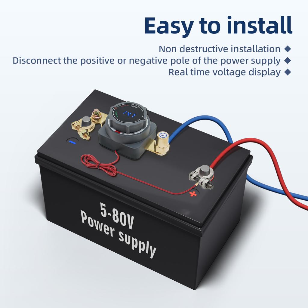 Upgrade 300A Battery Disconnect Switch with Voltmete Switch 12-48V Power Master Isolator Cut/Shut Off Switch DC5-80V for all car