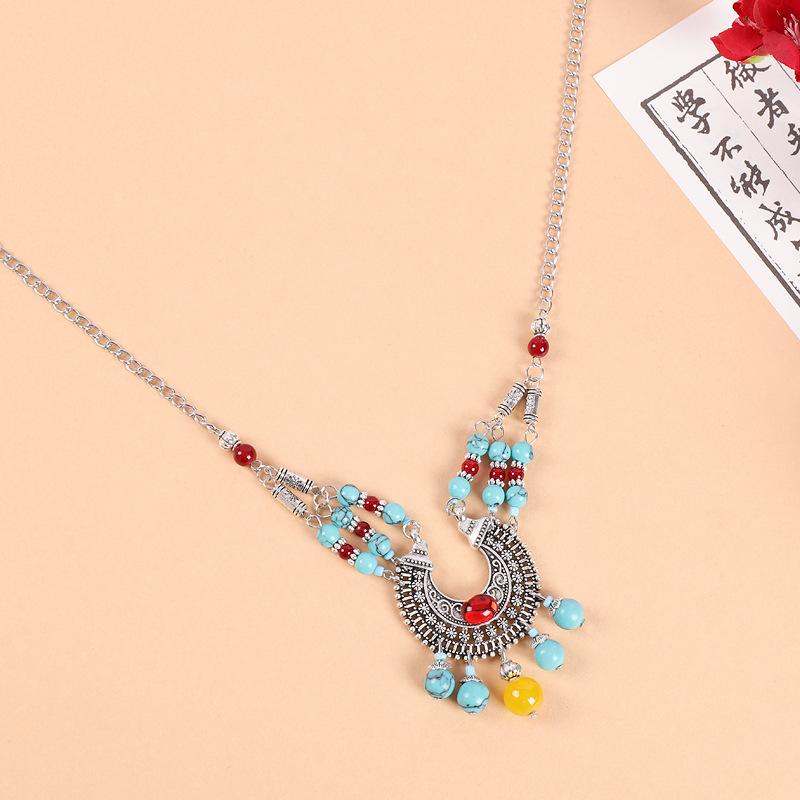 Exotic forehead chain fringed forehead accessories women's retro Tibetan eyebrow pendant antique headdress Yunnan photo hair accessories