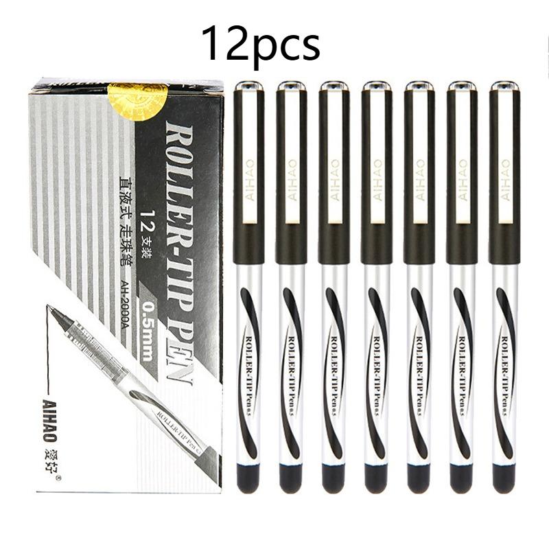 

0.5mm Cute Gel Pens Box Gel Pens Kawaii Pens Office Accessories Korean Stationery Black Ballpoint Pen for School Office Writing Black-12pcs