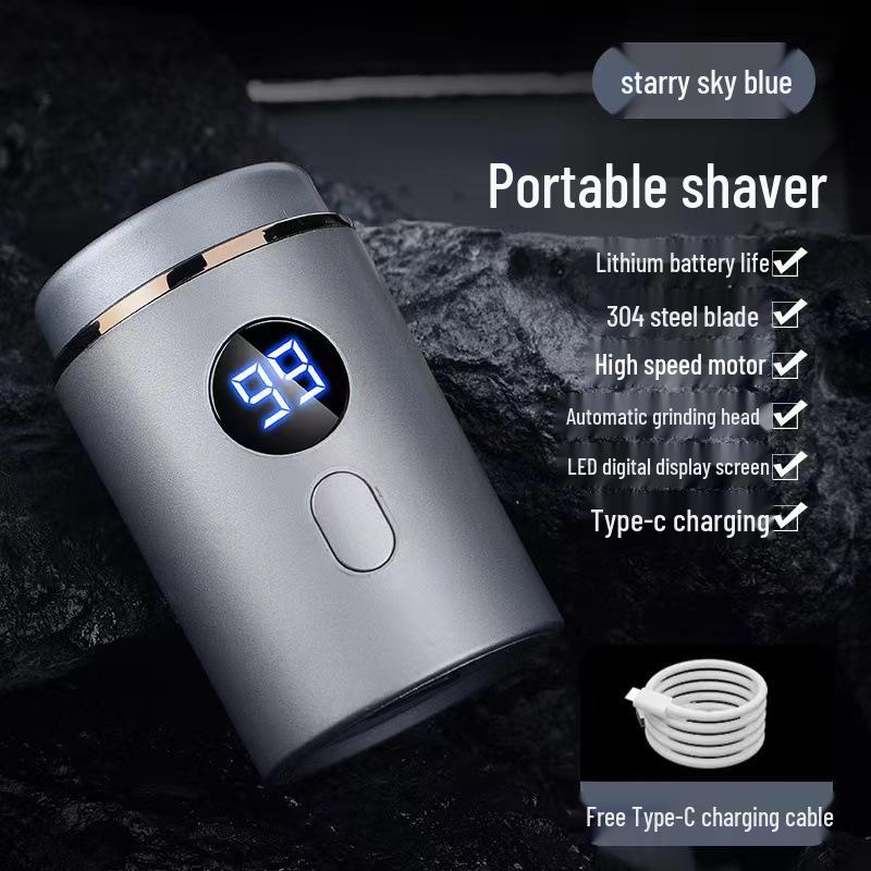 Rechargeable Portable Mini Shaver with LED Display - Steel Cannon Beard Trimmer