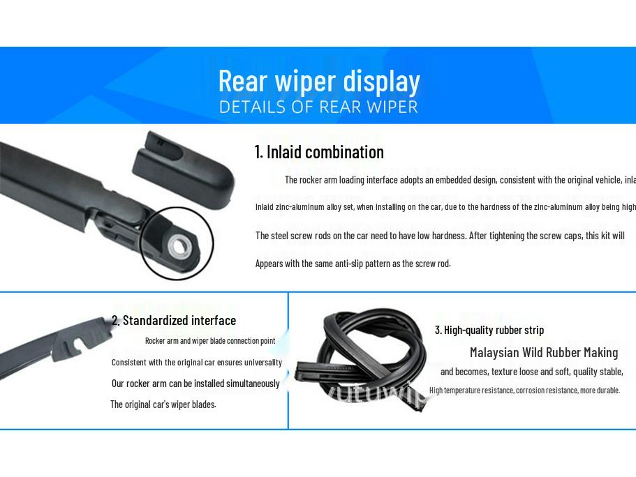 Rear Wiper Blade & Arm for Applicable Fiat Models: Palio, Panda, Bravo, Uno, Tipo (Weekend Wind 500)
