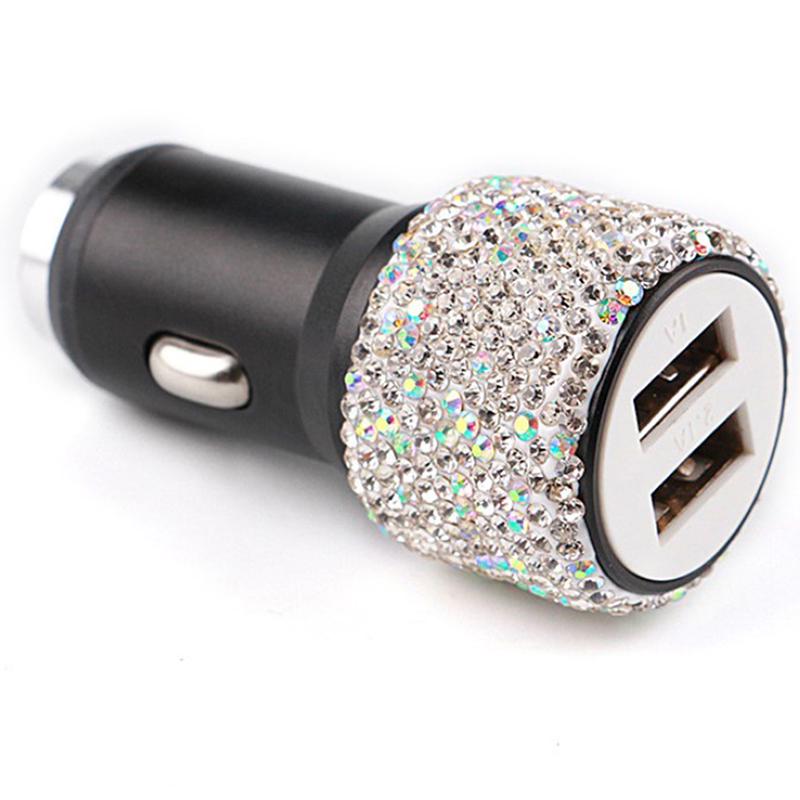 Women  Dual Usb Port Car Quick  Bling Charger Cable Car Charge