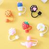 1 Pc Cartoon Drinking Dust Cap Silicone Straw Plug Tips Cover Reusable Cap Cup Accessories Dust-Proof Drinkware Kitchen Bar Tool