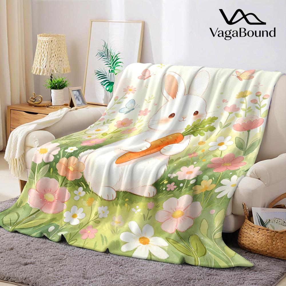 Cute Bunny Friends Flannel Blanket Warm Soft Halloween Christmas All-Season Couch Decorative Cozy Warm Gift