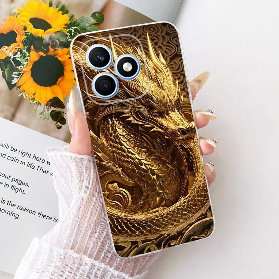 For Honor X8D 4G 2025 Phone Case Soft Transparent Silicone Back Cover Butterfly Dragon Cat Floral Painting Bumper Funda