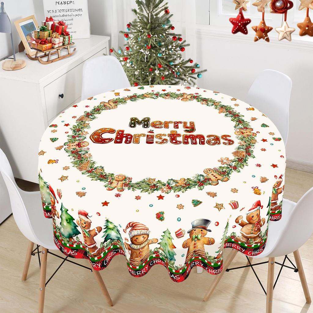 Christmas Gingerbread Man Tablecloth Polyester Table Cover Table Decor Winter Holiday Xmas Tablecloth Navidad Decorations 2025