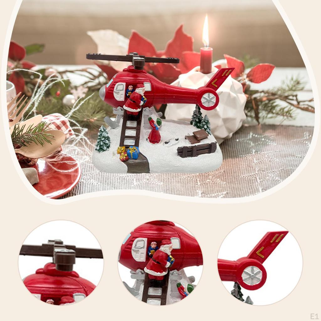 Christmas Music Box Helicopter Statue Home Decor for Kids Adults Santa Claus Figurine
