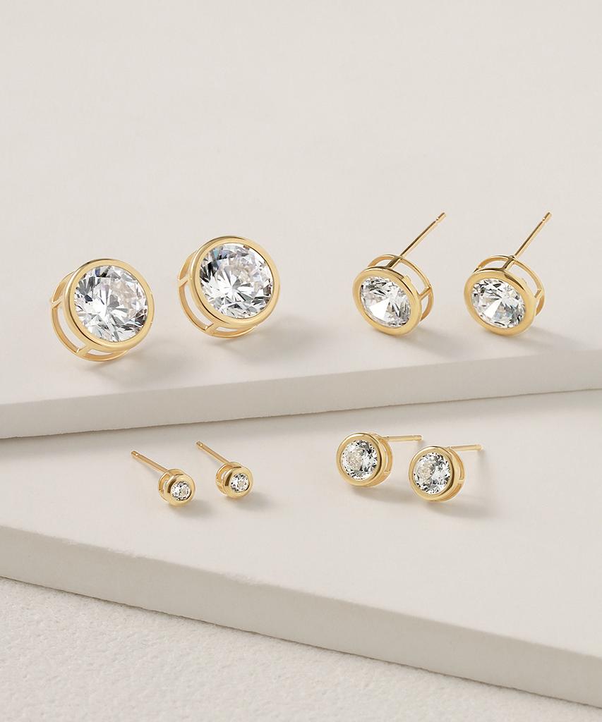 Mcel 14K Moa Bezel Cubic Earrings