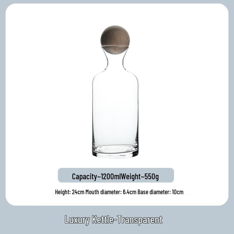 

WJ Crystal Glass Drinkware Collection Pitcher with Wood Ball