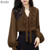 ZANZEA Women Ruffles V-Neck Casual Long Sleeve Blouse