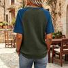 Women’s Casual Vintage Lightweight Plus Size Waffle Knit Raglan Crewneck Top Loose Fit Short Sleeve Pullover Shirt