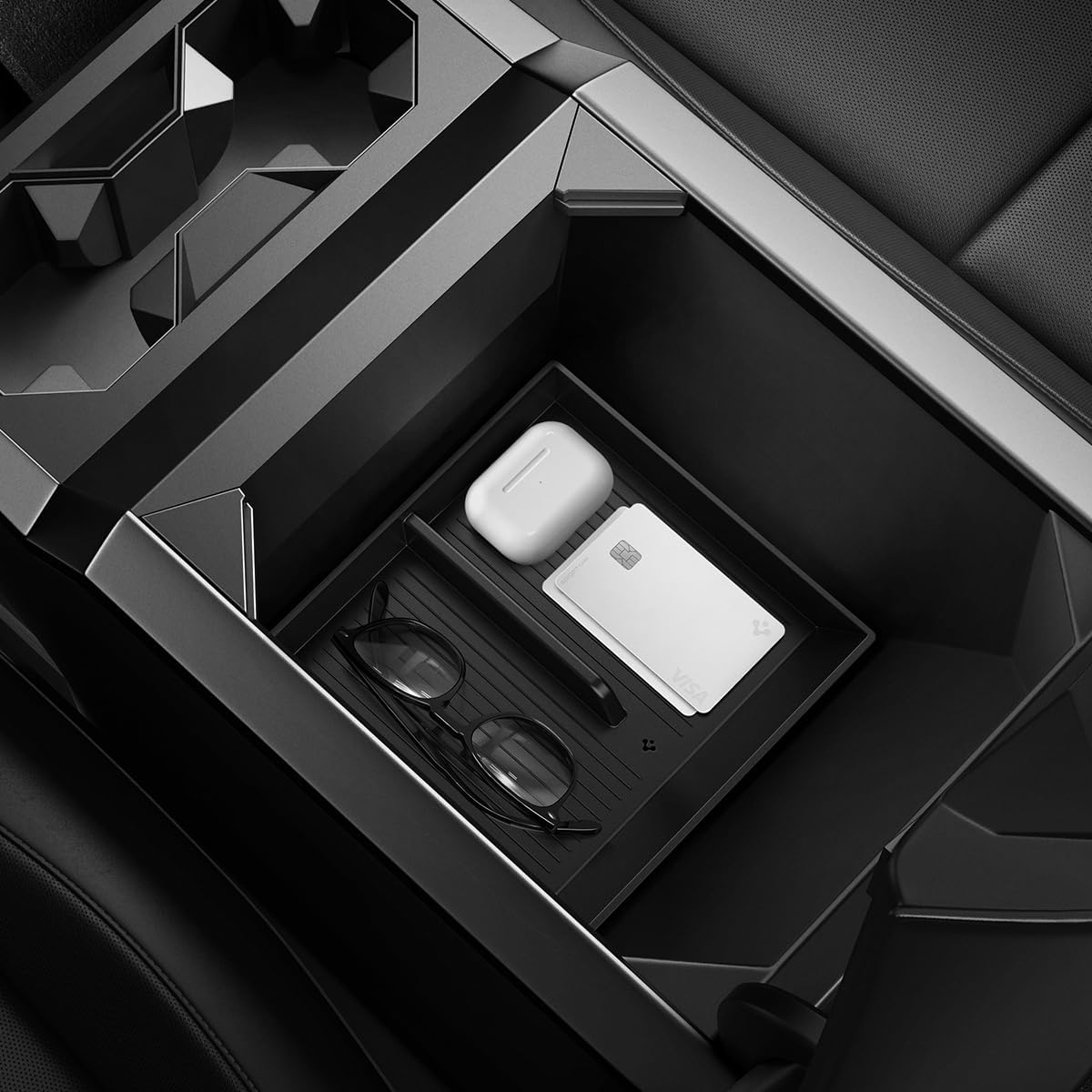 Spigen Center Console Organizer Tray Designed for Tesla Cybertruck Accessories 2026/2025/2024/ (Top) (Carbon Edition) Bottom Organizer