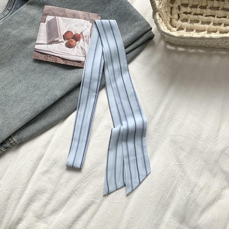 Silk scarf long strip high-end thin and narrow scarf women wear silk scarf polka dot plaid printing streamer