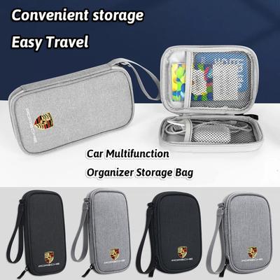 Cabo de Carro Drive Fone de Ouvido Carregador Bolsa de Armazenamento Portátil Para Porsche Cayenne Panamera Macan 911 718 Taycan Boxster Cayman 918 Pajun