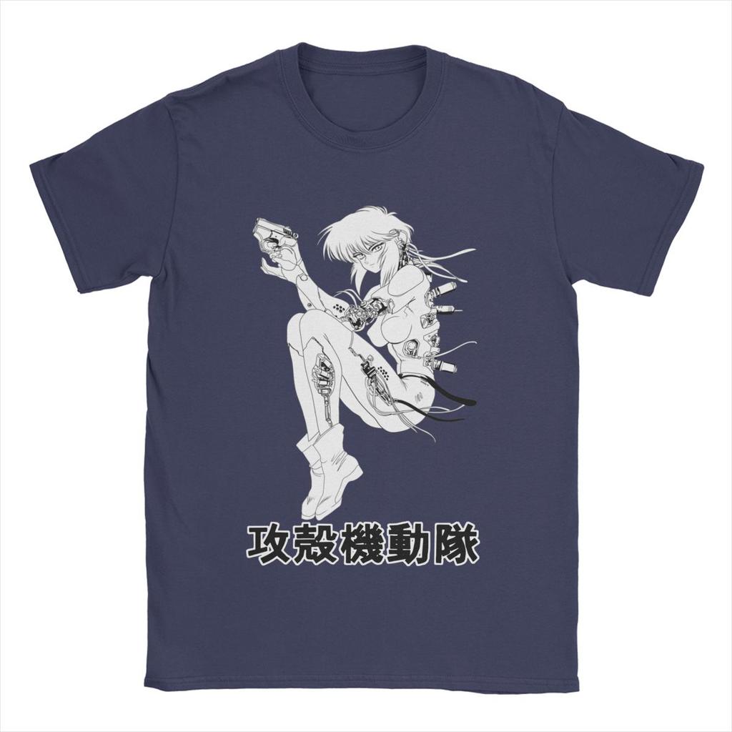Novelty Motoko Ghost In The Shell T-Shirt Men Round Collar Pure Cotton T Shirts Anime Manga Tees New Arrival Clothes