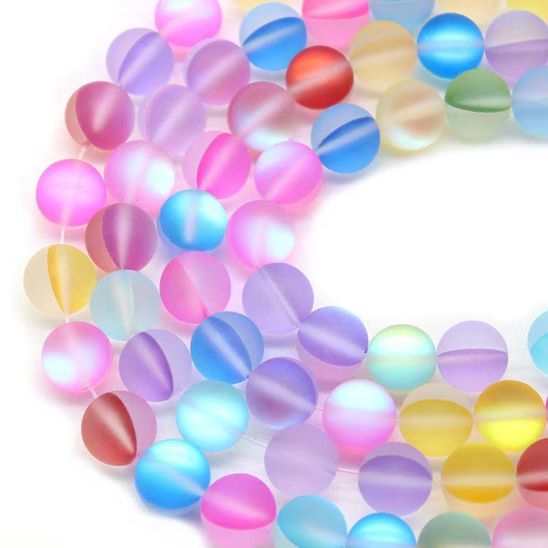 Moonstone Imitation Flash Round Beads for DIY Jewelry Making