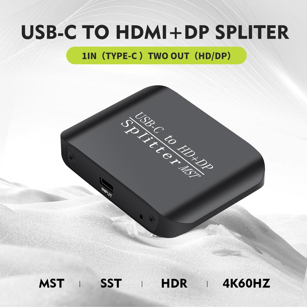 Type-C To HDMI+DP 1x2Laptop Splitter MST Two-Screen Display One Input Two Output