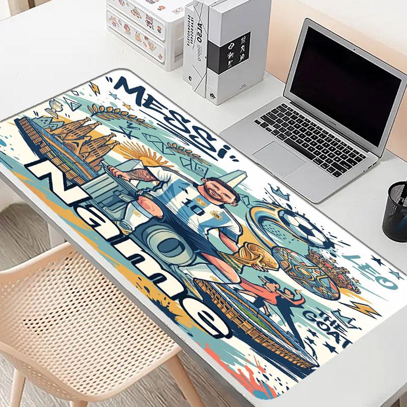 Custom Name Personalized Leo Messi Pattern Mousepad, Laptop PC Desk Mat, Decorative Desk Mat for Home Keyboard Pad Gift