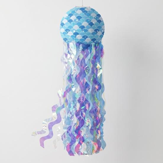 Jellyfish Lanterns Large Hanging Jellyfish Paper Lantern with Mermaid Scales for Under The Sea Baby Shower Ocean Theme Mermaid Birthday