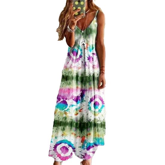 Women's Floral Cami Maxi Dress Spaghetti Strap V Neck Long Dress Casual Sleeveless A-Line Evening Dress Summer Beach Sundress