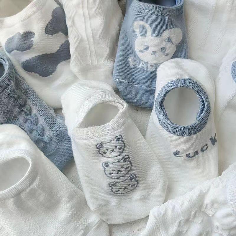 5 Pairs of Socks: Women's Spring and Summer Short Socks, Cartoon Shallow Mouth Invisible Socks, Summer Thin Breathable Women's Boat Socks