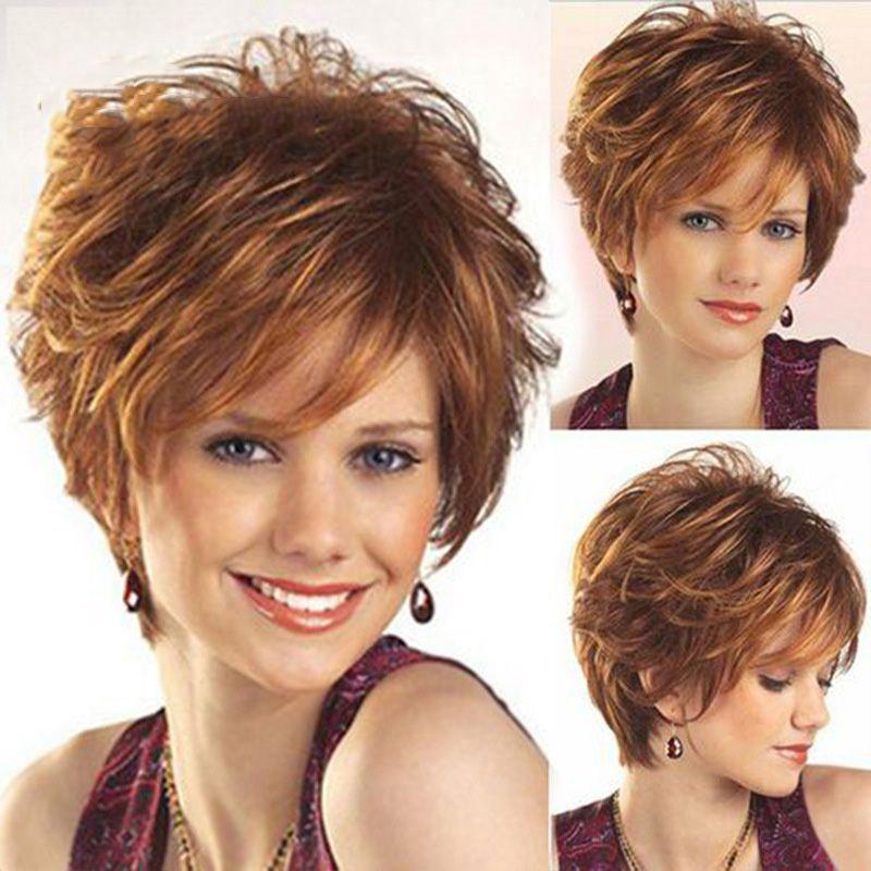 Women's Short Hair Full Wig Natural Curly Wavy Synthetic Wig For Cosplay Parties