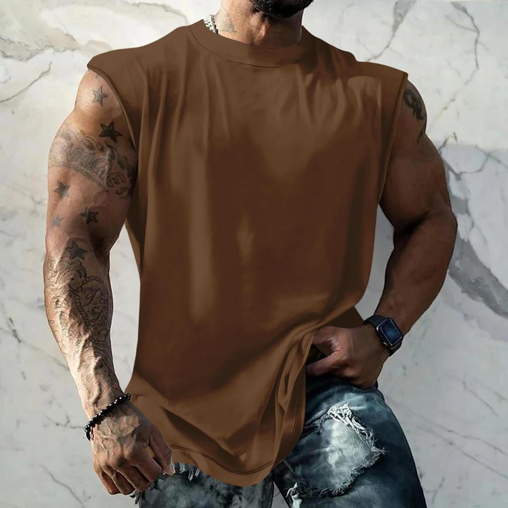 Men Sleeveless Tank Top Muscle Shirt Loose Fit Basic Solid Color Casual Summer Workout Vest for Daily Use