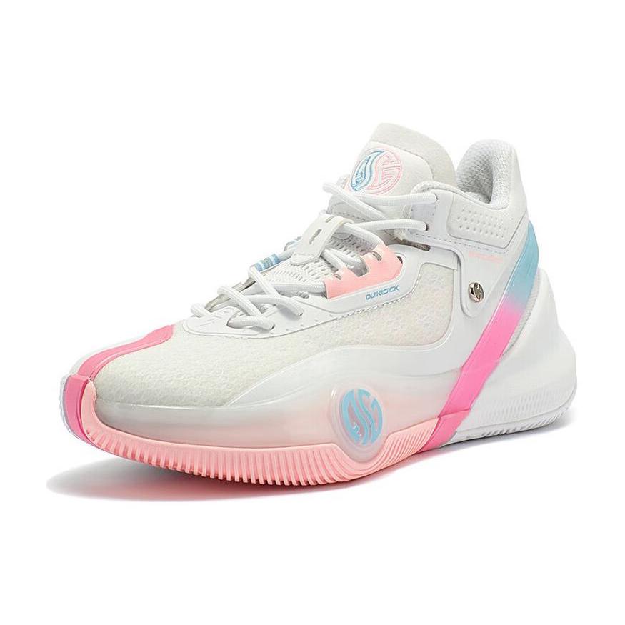 New 361° AG3 Aaron Gordon 3 Cushioned Slip Resistant Abrasion Resistant Mid Top Basketball Shoes Men's White Pink 572311106-2