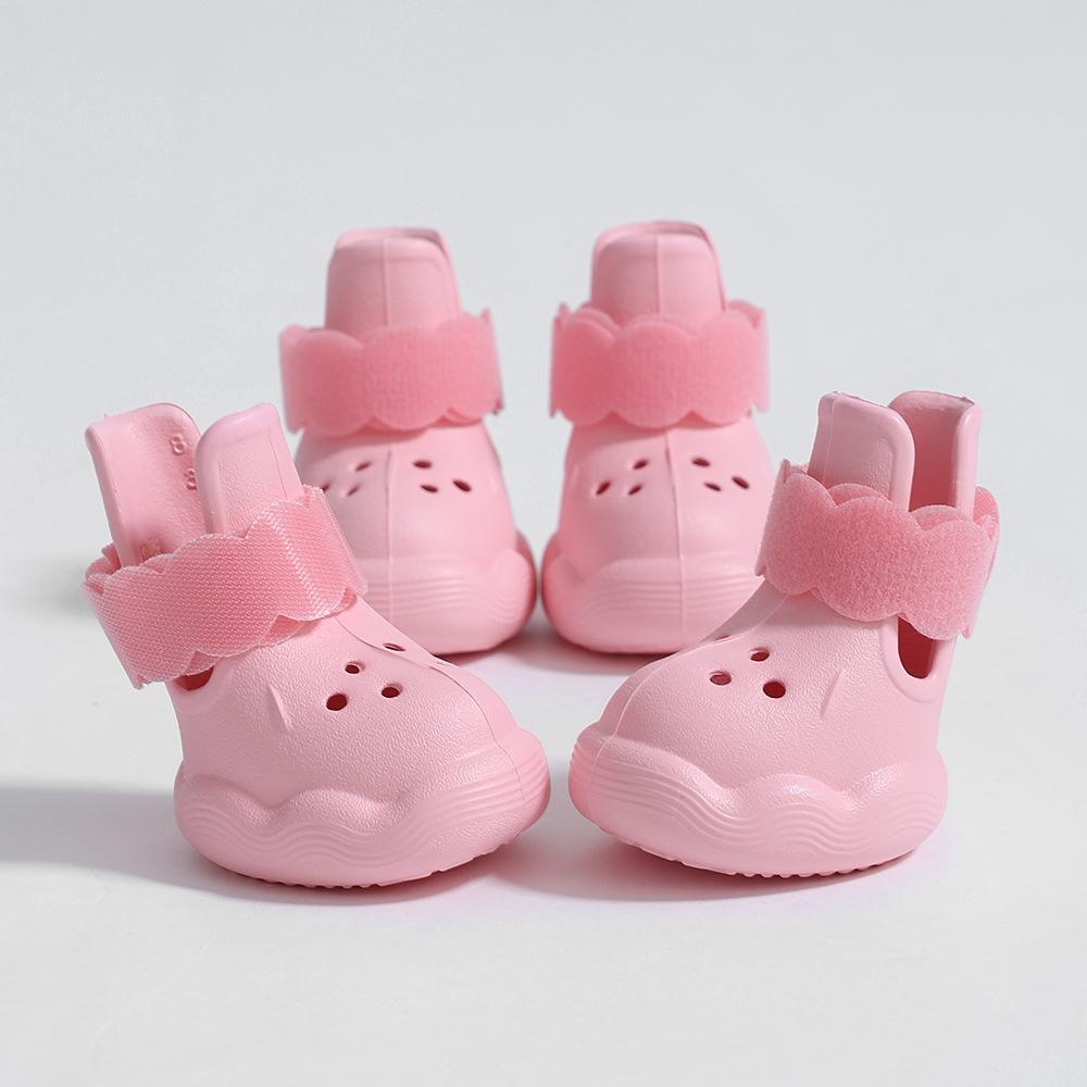 Breathable Dog Shoes Soft EVA Hollow Adjustable Dogs Sandals Waterproof Anti Slip Puppy Boots for Rainy Outdoor Walking Hiking