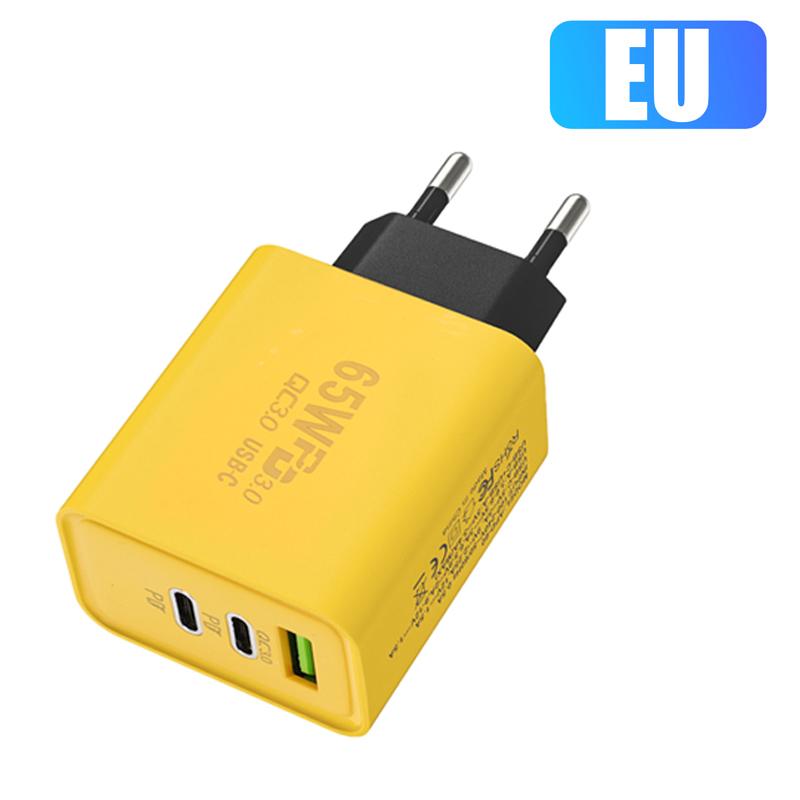 65W USB C Charger GaN Fast Charging Charger PD Quick Charge 3.0 Type C EU UK Plug Adapter for Samsung IPhone  Xiaomi Oppo