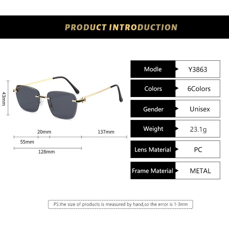 New Fashionable Metal Square Small Frame Personality Trend Catwalk High-end Women's Sunglasses UV400 Sunglasses 3876