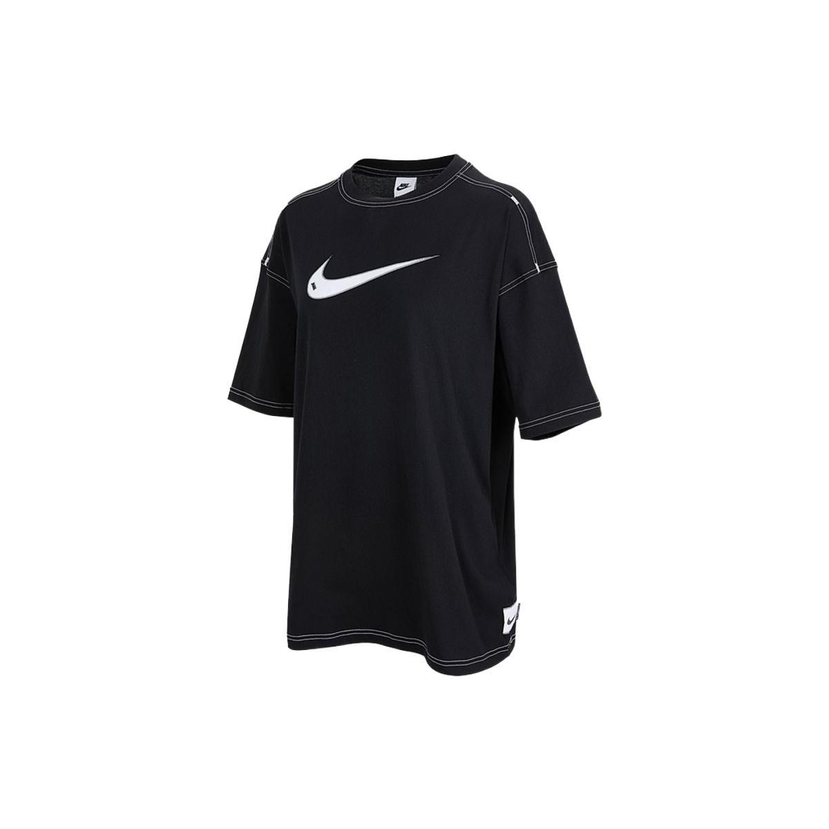 (WMNS) Nike SS22 Logo Printing Casual Round Neck Short Sleeve Black T-Shirt Women s DM6212-010 L