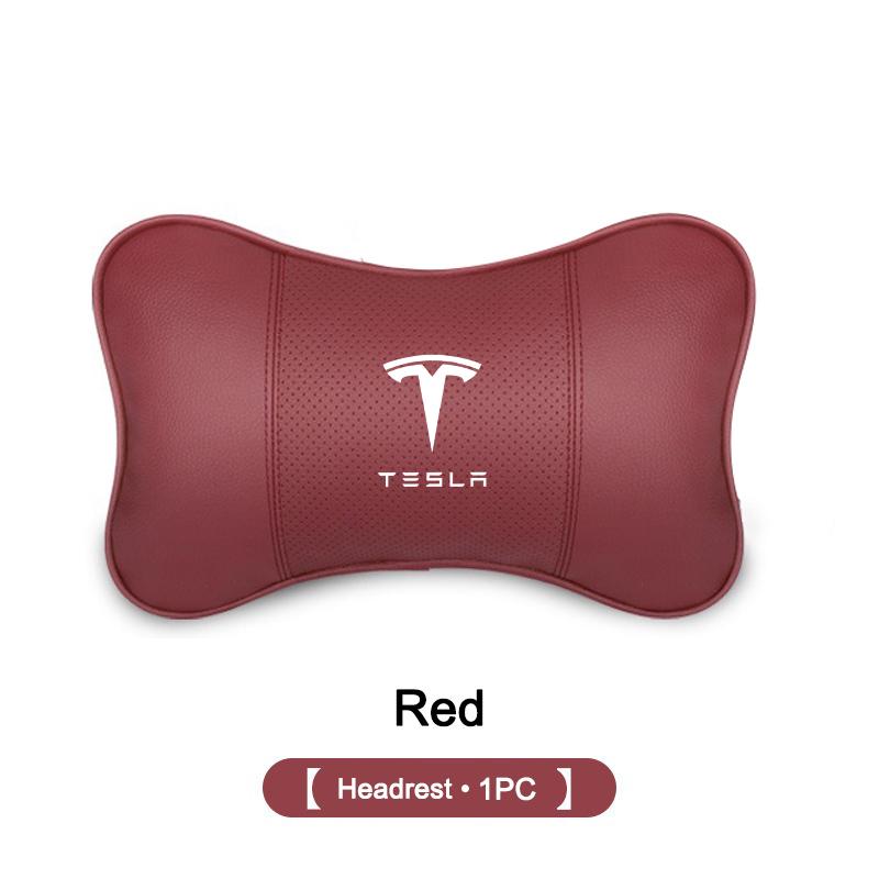 New PU Leather Car Interior Seat Headrest Neck Protection Pillow For Tesla Model 3 Model S X Model Y Roadster SpaceX Accessories