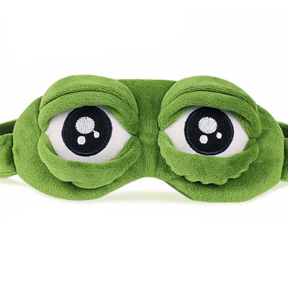 Maschera per Occhi Ombreggiante Donna Uomo Morbida Portatile Benda da Viaggio Maschera Occhi Rana Triste 3D Copertura Ombreggia Occhi Naturale per Dormire