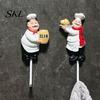 Adhesive Bathroom Hook Cute Chef Shape Hook, Strong Resin Kitchen Wall No Punch Fun Decoration Backing Decorative for Home Hang Utensils Dishcloths