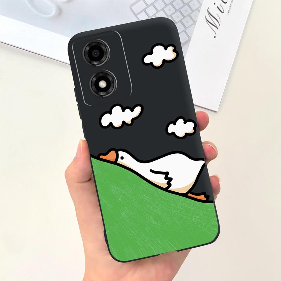 For Moto E14 Motorola Funda Case Cool Cartoon Luxury Painting Phone Case On Motorola E14 4G 6.56" Back Cover Soft Black Silicome