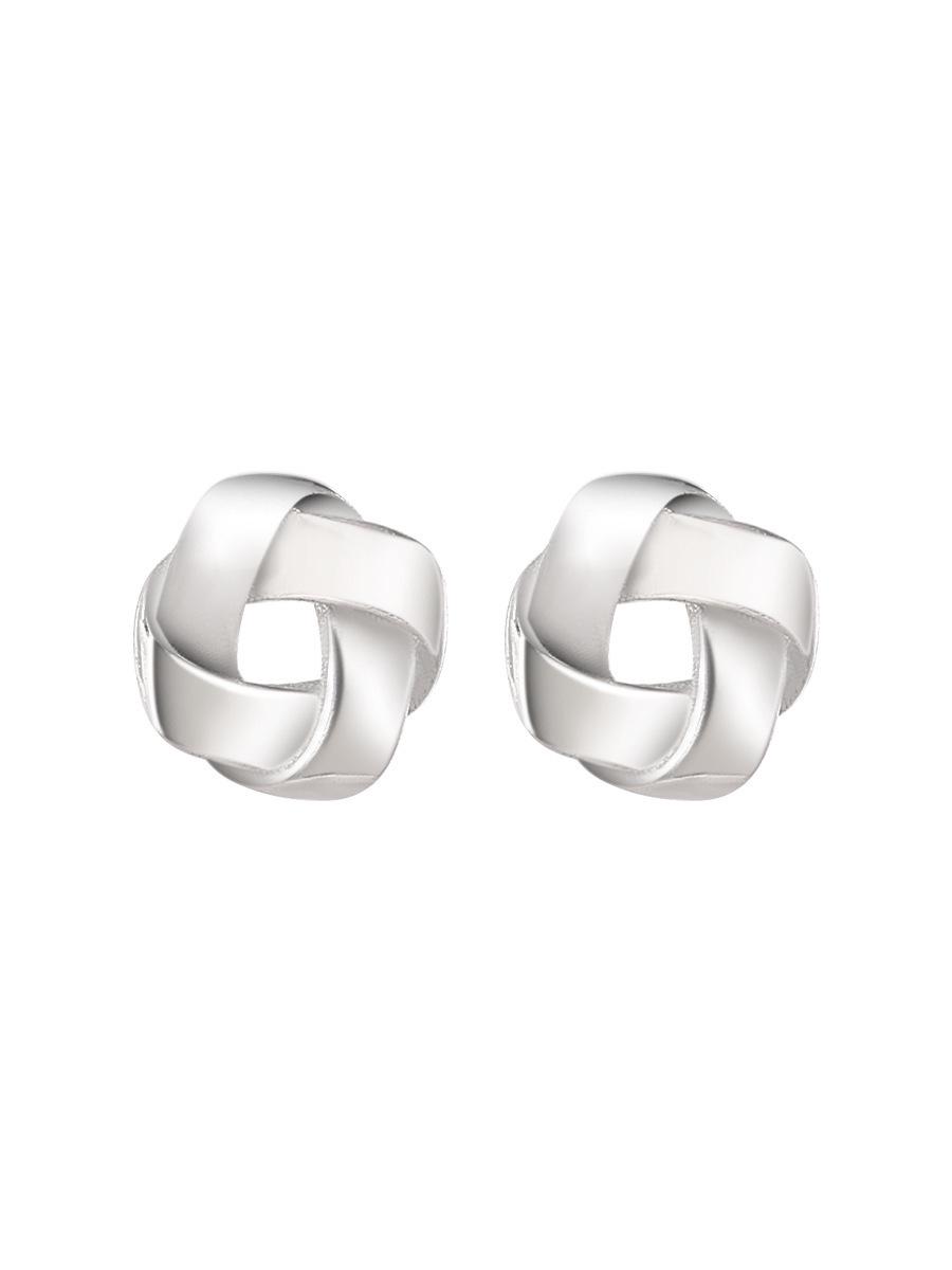 Pure S999 Sterling Silver Möbius Stud Earrings for Women – High-End Niche Ear Piercing Hoops S999 Sterling Silver (S999 Marked)