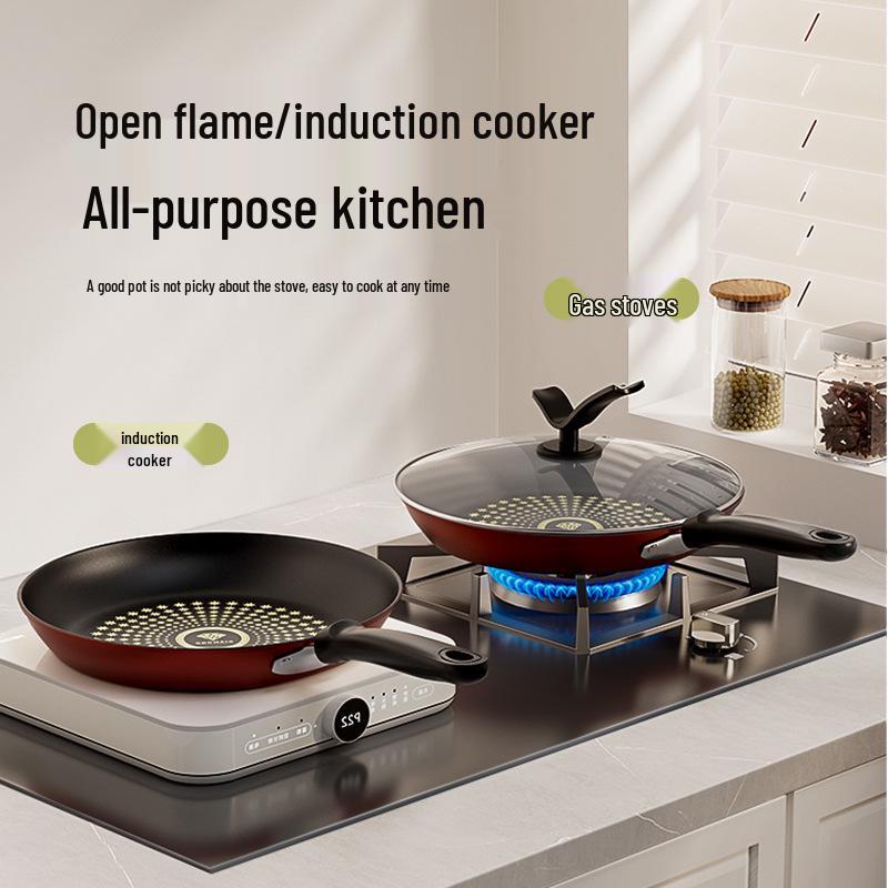 Crystal Diamond Non-stick Universal Flat-bottom Wok for Induction & Gas Stoves, Stir-fry & Frying Pan